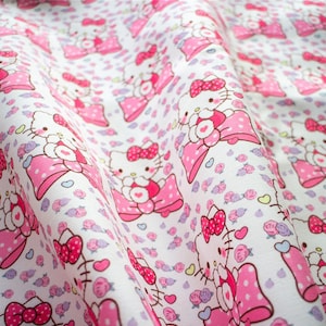 Sanrio Hello kitty Fabric Cartoon Canvas Fabric By The Half Yard