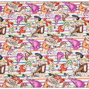 La tela de Los Picapiedra 100% algodón Cartoon Cotton Fabric By The Half Yard