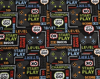 Video Game Controllers Fabric Gamepad Fabric 100% Cotton Cartoon Cotton Fabric By The Half Yard