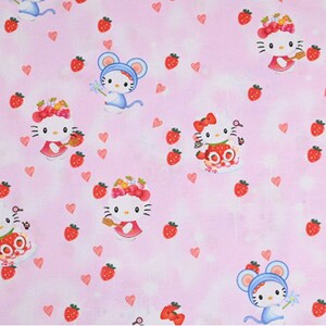 Hello Kitty Fabric Fortune Cat Lucky Kitty Japanese Anime Fabric 100% Cotton Anime Cartoon Cotton Fabric By The Half Yard