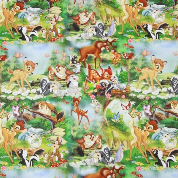 Disney Bambi Tissu 100% coton Dessin animé Tissu de coton By The Half Yard