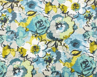 Watercolor Flower Canvas Vintage Floral Cotton Canvas Fabric By The Half Yard