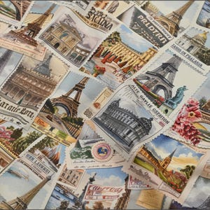 Tissu oxford emblématique de Paris Tissu oxford tour Eiffel 100 % coton Tissu en coton dessin animé, mètre près
