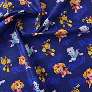 Paw Patrol Stoff Blauer Welpen Stoff Hundestoff 100% Baumwolle Cartoon Baumwollstoff Halbe Meter