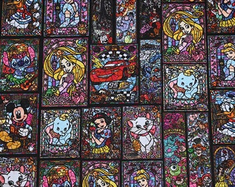 Tecido de grade de personagens da disney, princesa marie, gato, ponto, mickey, minnie mouse, pato donald, tecido 100% algodão, desenho animado, meia jarda