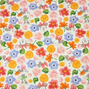 Mickey Minnie Mouse Fabric Disney Fabric 100% Cotton Cartoon Cotton Fabric By The Half Yard