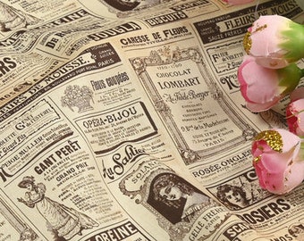 Retro Vintage Newspaper Fabric Newspaper Print Fabric 100% Cotton Cartoon Cotton Fabric By The Half Yard