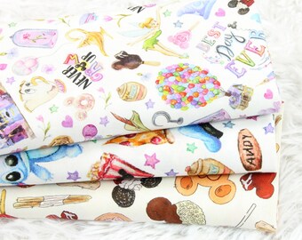 Tissu en coton fantaisiste Disney Tissu en coton dessin animé, mètre près