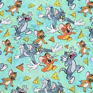 Tom and Jerry Fabric Camelot Fabric 100% Cotton Cartoon Cotton Fabric By The Half Yard