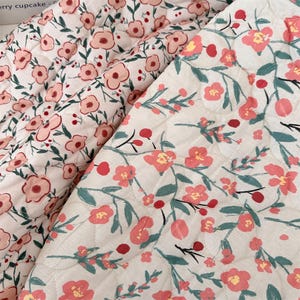 Floral Quilted Fabric Colorful Quilted Flower printed Fabric Quilted Floral Fabric Cotton Quilted Fabric By The Half Yard