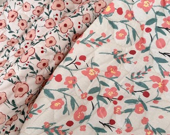 Floral Quilted Fabric Colorful Quilted Flower printed Fabric Quilted Floral Fabric Cotton Quilted Fabric By The Half Yard
