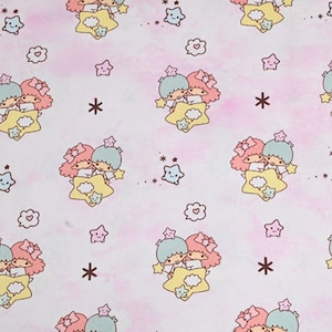 Little Twin Star Fabric Kiki and Lala Japanese Anime Fabric 100% Cotton Anime Cartoon Cotton Fabric By The Half Yard