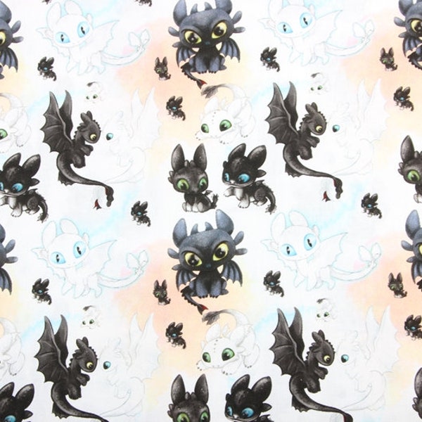 How to Train Your Dragon Fabric Night Fury Toothless Fabric 100% Cotton Cartoon Cotton Fabric By The Half Yard