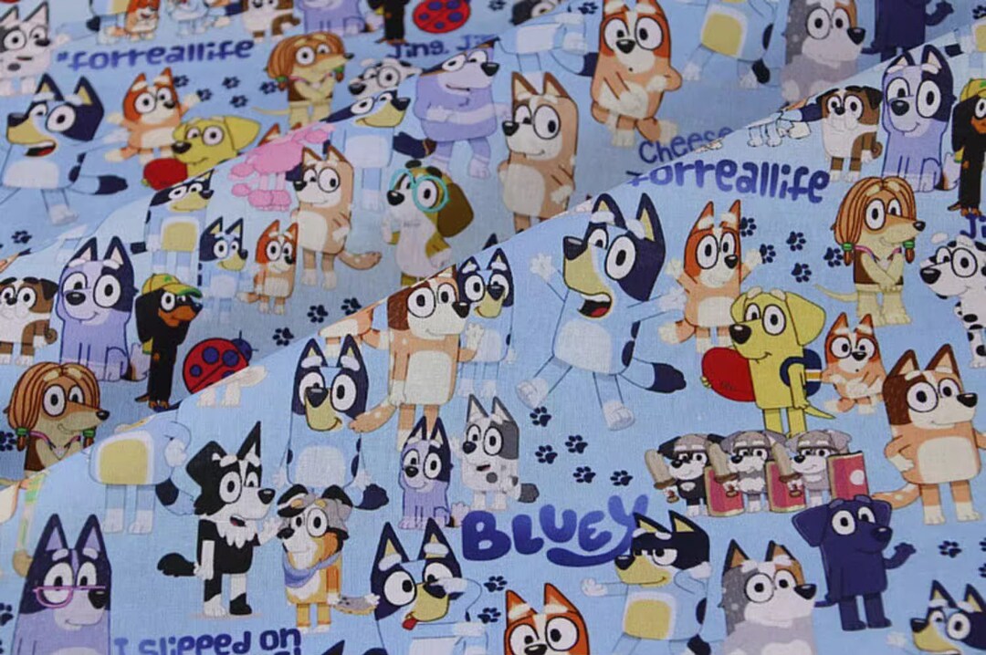 Blue Dog Fabric Bluey Fabric 100% Cotton Anime Fabriccartoon Cotton ...