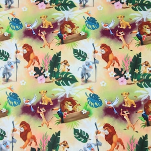 Tkanina Lion King Lion Simba Mufasa Tkanina 100% bawełna Cartoon Cotton Fabric Przez Pół Jardu