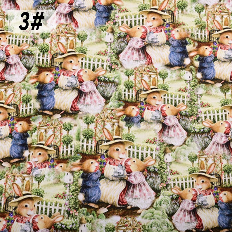 Peter Rabbit Yellow Dress Rabbit Peter Rabbit Fabric 100% Cotton Cartoon Cotton Fabric by the Half Yard ...