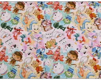 Cartoon Mix Fabric Disney Cartoon Fabric 100% Cotton Cartoon Cotton Fabric By The Half Yard