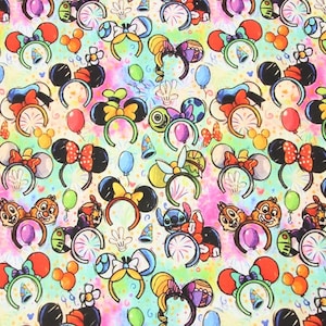 Mickey Headband Fabric Mickey Ear Fabric 100% Cotton Cartoon Cotton Fabric By The Half Yard