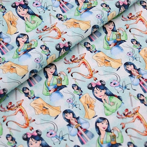 Disney Mulan Fabric 100% Cotton Cartoon Cotton Fabric By The Half Yard