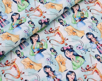 Disney Mulan Fabric 100% Cotton Cartoon Cotton Fabric By The Half Yard