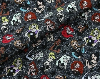 Disney tecido princesa sereia princesa cinderela ariel tecido branco neve 100% algodão tecido de algodão desenho animado por meia jarda