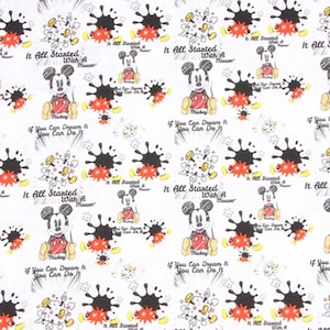Disney Mickey Mouse Fabric 100% Cotton Cartoon Cotton Fabric By The Half Yard