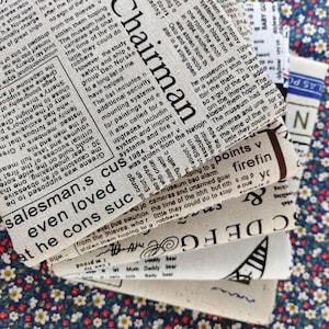 Newspaper Linen Fabric Vintage Linen Fabric Cotton Linen Fabric By The Half Yard