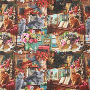 Cat Fabric Pet Fabric 100% Cotton Cartoon Cotton Fabric By The Half Yard