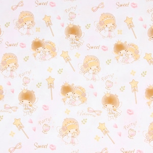 Little Twin Star Fabric Kiki and Lala Japanese Anime Fabric 100% Cotton Anime Cartoon Cotton Fabric By The Half Yard