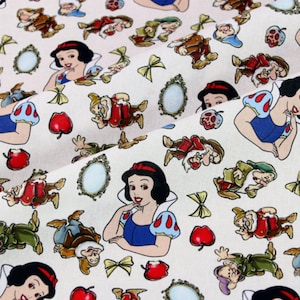 Disney Princess Snow White Fabric 100% Cotton Cartoon Cotton Fabric By The Half Yard