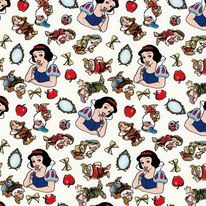 Disney Princess Snow White Fabric 100% Cotton Cartoon Cotton Fabric By The Half Yard