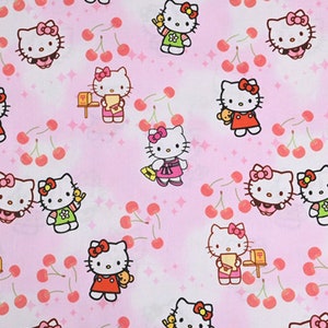 Hello Kitty Fabric Fortune Cat Lucky Kitty Japanese Anime Fabric 100% Cotton Anime Cartoon Cotton Fabric By The Half Yard
