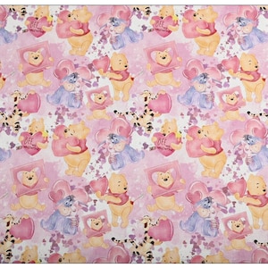 Winnie the Pooh Fabric Pooh Bear Eeyore Tigger Piglet Fabric 100% Cotton Cartoon Cotton Fabric By The Half Yard