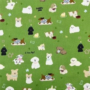 Tecido fofo para cachorrinhos, tecido para animais de estimação, 100% algodão, tecido de algodão com desenho animado por meia jarda