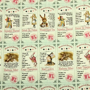 Alice in Wonderland Fabric 100% Cotton Cartoon Cotton Fabric By The Half Yard