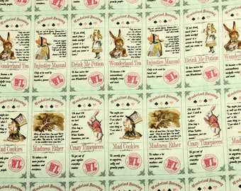 Alice in Wonderland Fabric 100% Cotton Cartoon Cotton Fabric By The Half Yard