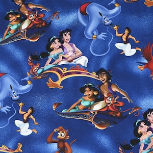 Disney Aladdin & Prinzessin Jasmin Stoff 100% Baumwolle Cartoon Baumwollstoff halben Hof