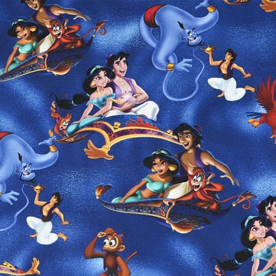 Disney Aladdin Genie Castle Theme Synthetic Leather Fabric For