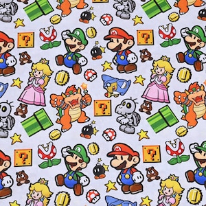 Super Mario-stof Mario Luigi Princess Peach King Koopa Bowser-stof 100% katoenen cartoonkatoen op maat gesneden
