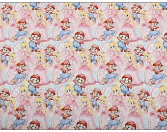 Super Mario Fabric Mario Luigi Princess Peach King Koopa Bowser Fabric 100% Cotton Cartoon Cotton Fabric By The Half Yard