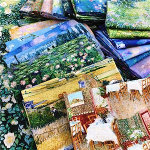 Impressionist Painting Fabric, Monet Fabric, 100% Cotton Fabric, By The Half Yard, Van Gogh Art Fabric