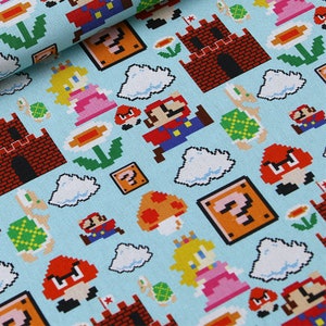Tela de Super Mario, Mario, Luigi, Princesa Peach, Rey Koopa, Bowser, 100 % algodón, tela de algodón con dibujos animados, por media yarda