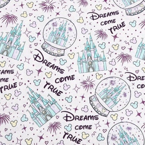 Disney Mickey Mouse Fabric Fairy Magic Kingdom Castle Fabric 100% Cotton Cartoon Cotton Fabric By The Half Yard