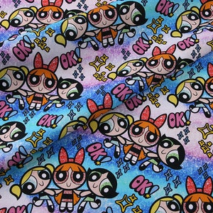 Powerpuff Mädchen Stoff 100% Baumwolle Cartoon Baumwollstoff By The Half Yard