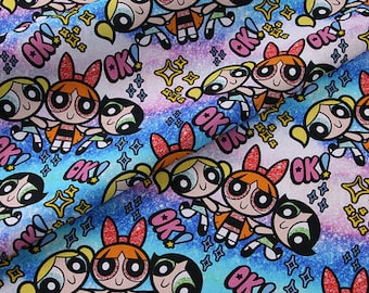 Powerpuff Girls Fabric 100% Cotton Cartoon Cotton Fabric By The Half Yard