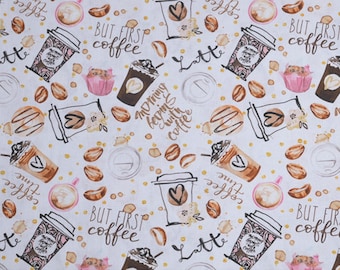 Tessuto per caffè Tessuto per bevande 100% cotone Tessuto di cotone dei cartoni animati di mezzo metro