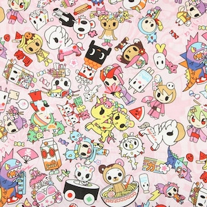 Tokidoki Fabric Unicorn Cactus Donutella Fabric 100% Cotton Anime Cartoon Cotton Fabric By The Half Yard