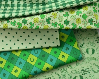 St. Patrick's Day Themed Fabric, Festive Irish Style Fabric, 100% Cotton Fabric, By The Half Yard, Shamrock Print Fabric