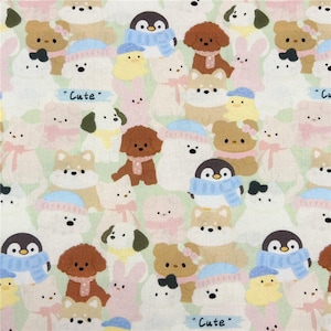 Cute Animal Fabric Pet Fabric 100% Cotton Cartoon Cotton Fabric By The Half Yard