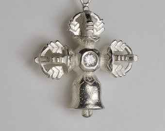 Vajra and bell Pendant, Sterling Silver 925